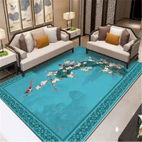 chinese style large blue carpets for living room sofa studybedroom balcony floral carpets flower bird rug home decoration