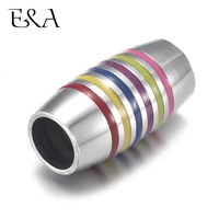 4pcs stainless steel colorized tube enamel bead 7mm large hole for jewelry bracelet making metal beads diy supplies parts