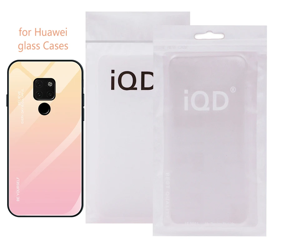 IQD стеклянный чехол для телефона huawei P20 mate 20 Lite 10 pro Honor 8X max Glory 9 10 закаленное стекло задняя крышка ТПУ Бампер корпус