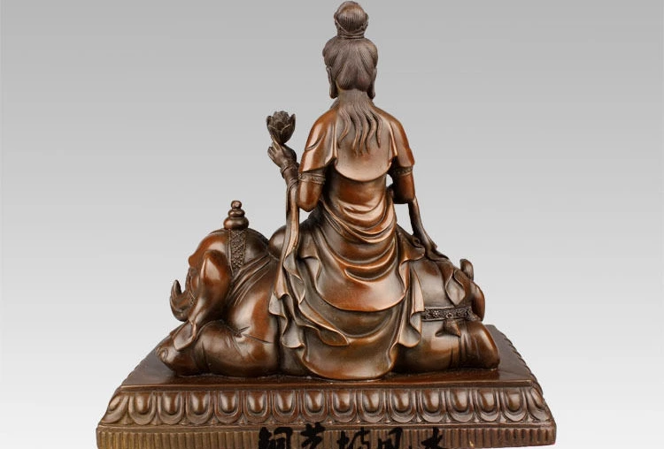 9 ''Китай и Манджушри Самантабхадра Поездка Лев Слон Бронзовая Статуя