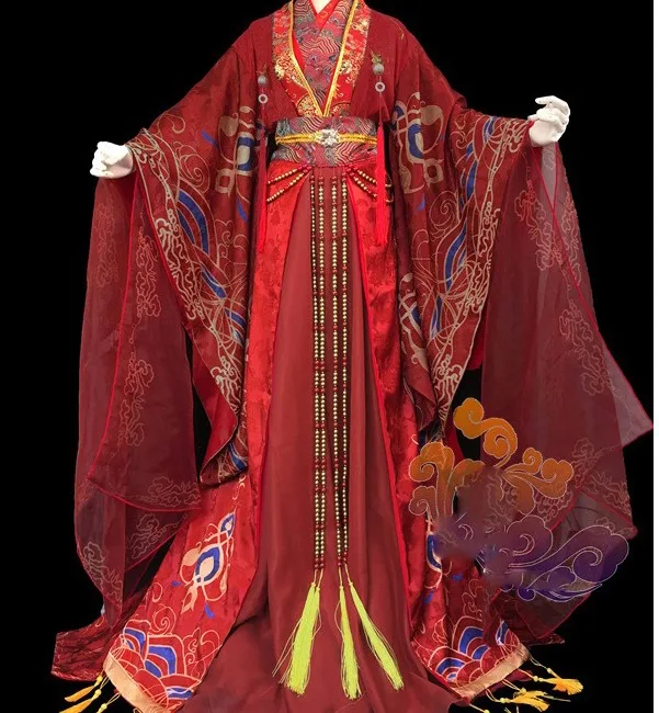 Yu Zi Cheng Shuo Miracle Nikki Series Gorgeous Red Wedding Costume Hanfu Cosplay Traditional Chinese Style Costume