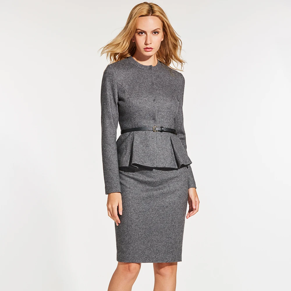 Для женщин офисные трикотажные костюмы комплект из 2 частей куртка Bodycon юбки