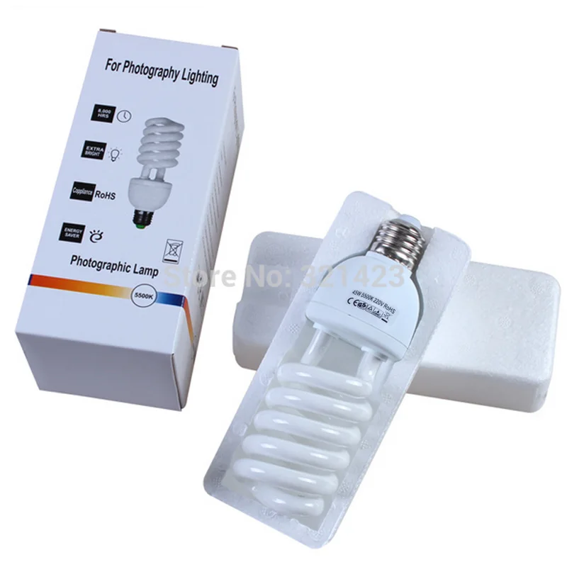 

Photography Lighting Bulbs 4PCS 220V 45W E27 5500K Photo Studio Lamp Bulb for Photo youtube Selfie Video Light