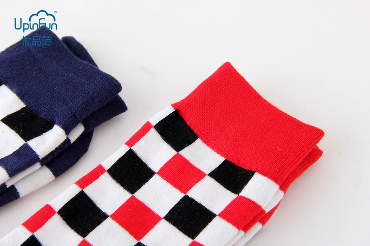 Носки мужские в клетку 4 пары/Лот хлопок шахматные геометрические стиль