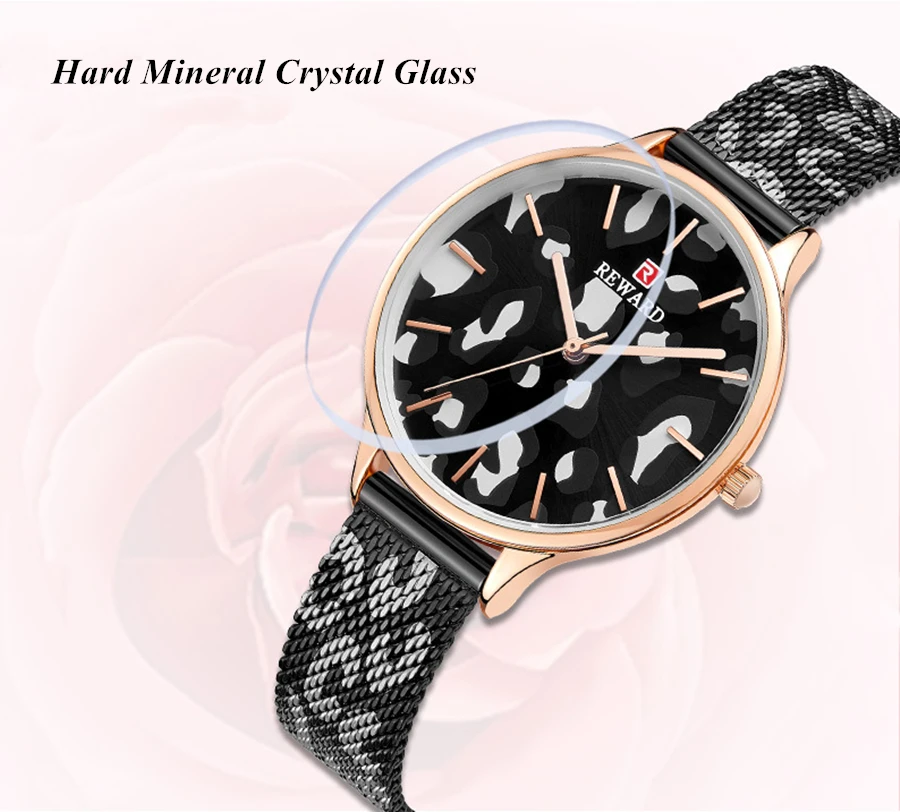 Relogio Feminino REWARD Women Bracelet Watch Ultra Thin Stainless Steel Mesh Ladies Wrist Watch Waterproof Woman Female Clock