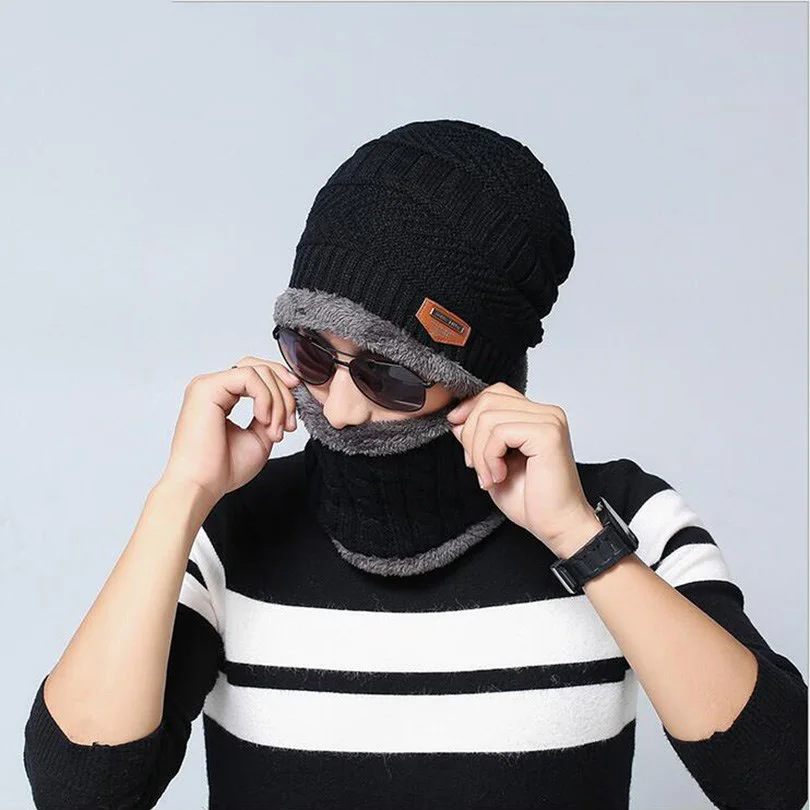 

VIIANLES Thick Velvet Skullies Winter Hats Men Women Warmer Beanies Balaclava Knitted Neck Fleece Cap High Quality