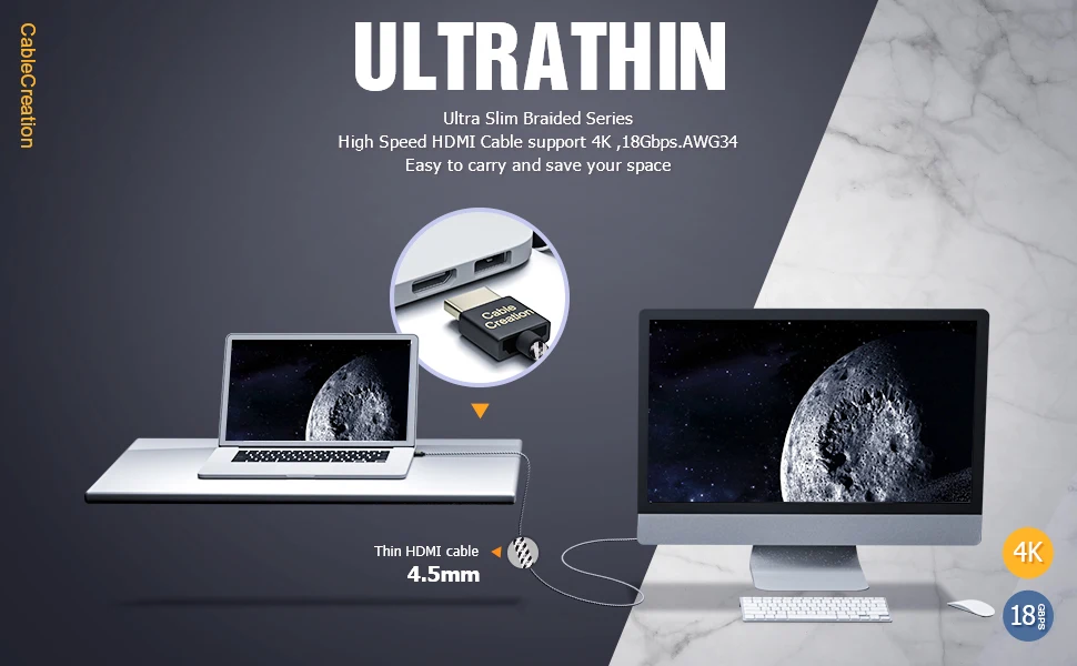 Ультра тонкий HDMI папа-папа HDMI 2,0 высокоскоростной ультра тонкий низкопрофильный кабель Поддержка 3D 4 k@ 60 Гц, возврат аудио для PS4