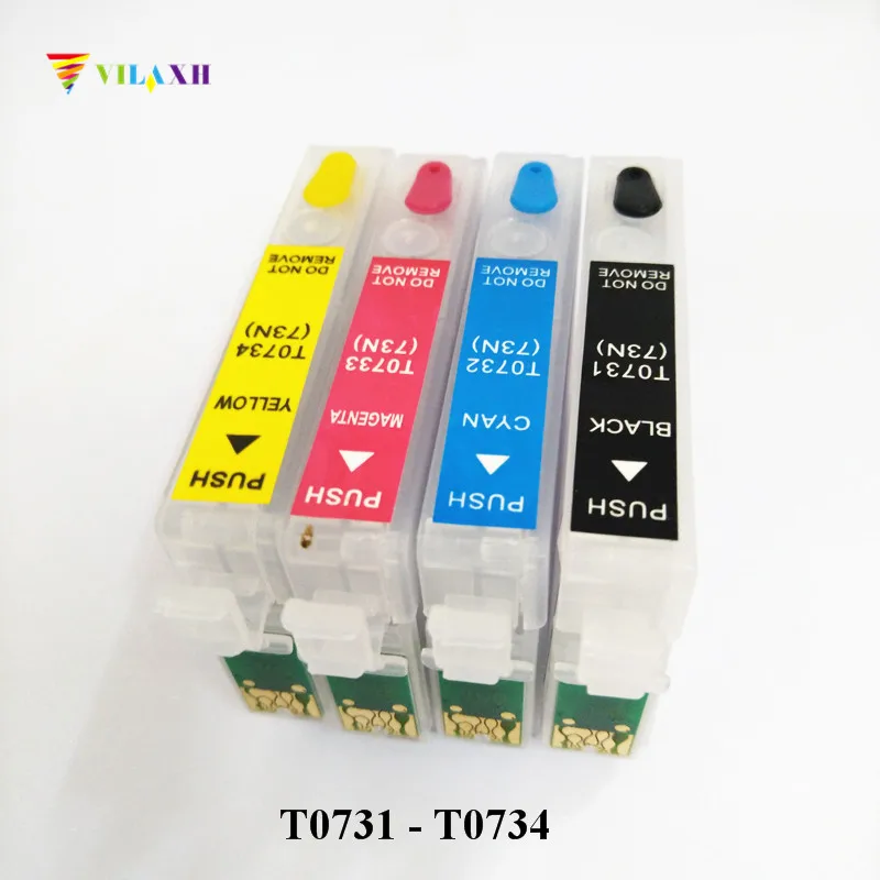 Многоразовый чернильный картридж vilaxh T0731 для Epson T0731N Stylus tx210 cx4900 tx410 C90 CX3900 CX3905 CX4905