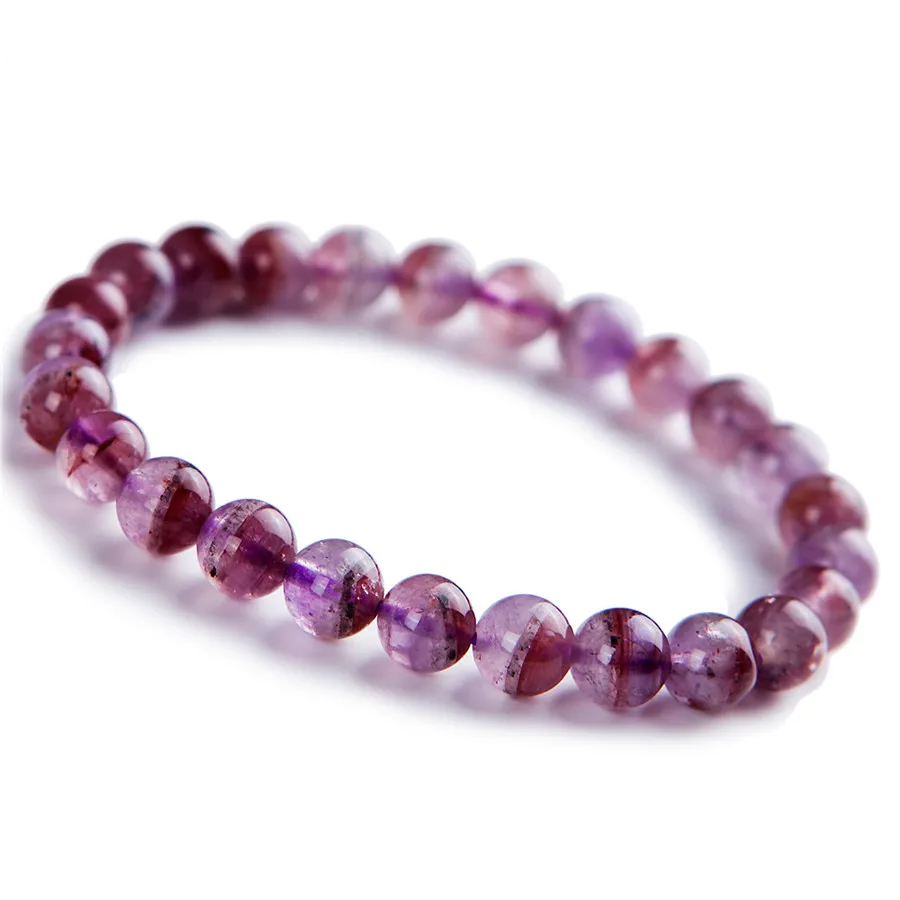 

7,5 мм натуральный caoxenite Auralite 23 Кристальные круглые бусины браслет для женщин Femme Шарм стрейч браслеты