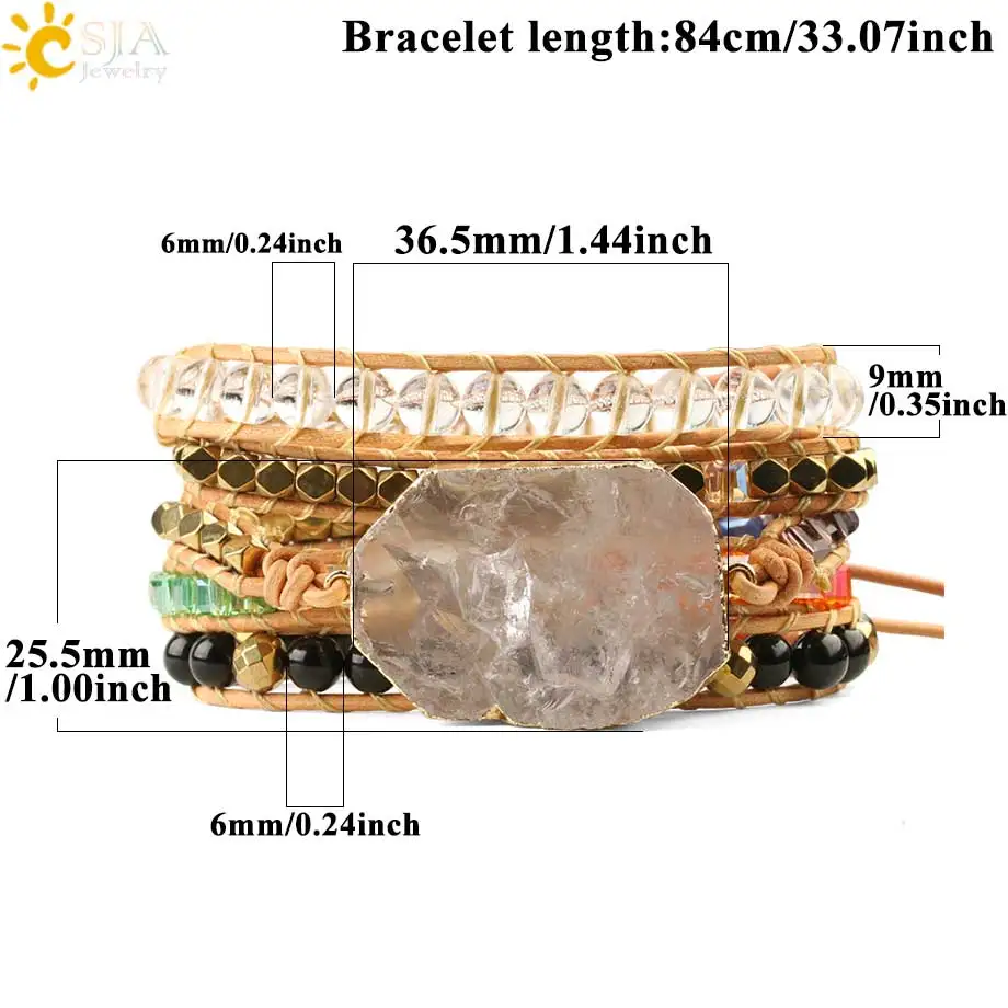 Браслеты CSJA из натурального белого кристалла кварцевого плетения модные