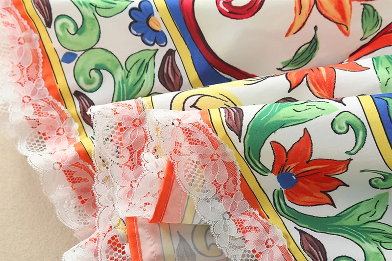 

2018 Latest Spring New Arrival Elegant O-Neck Short Sleeve Print Lace Fashion A-Line Casual Dress Women