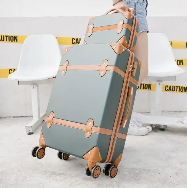 a set CARRYLOVE 2" 22" 2" 26" дюймовый Женский чемодан в стиле ретро набор Забавный Спиннер чемодан на колесиках из АБС-пластика с косметичкой - Цвет: a set