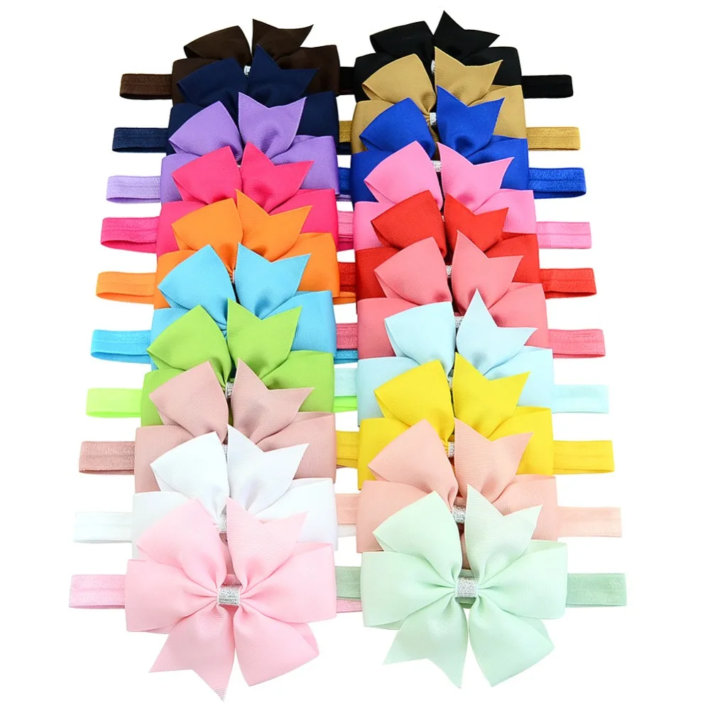 20 шт./лот DIY большой Grosgrain лента-ободок с бантиком головные повязки с бантиком Волосы Резинки заколки для волос аксессуары 654