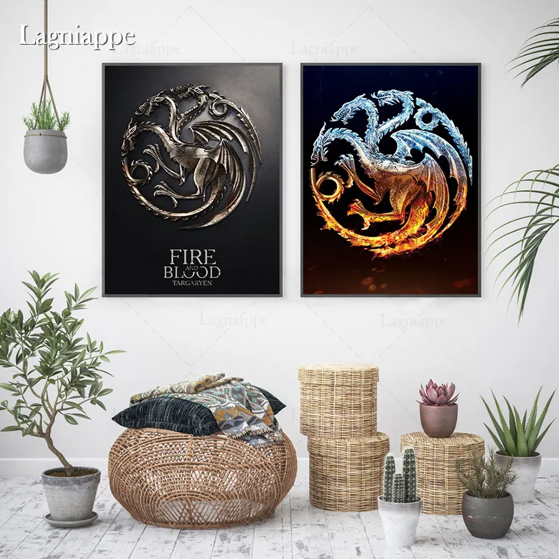 GOT Targaryen Stark Lannister house logo домашний декор для детской комнаты, спальни, принт, плакат, картина, настенная живопись, холст