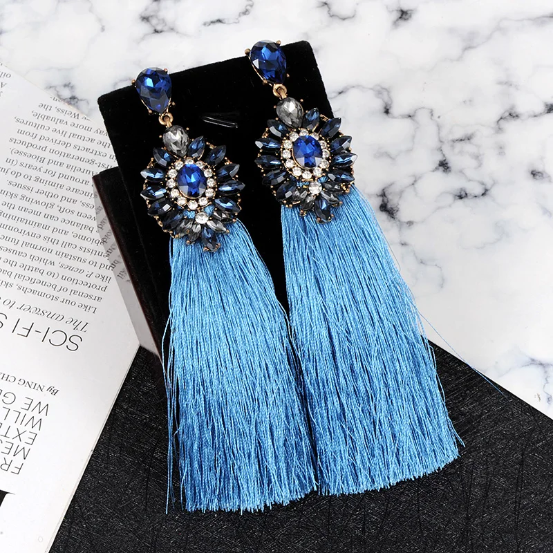 ZHINI New Hot Sales Brand Fashion Women's Wedding Tassel Earrings Wholesale Jewelry Bohemian Fringed Long Drop Dangle | Украшения и