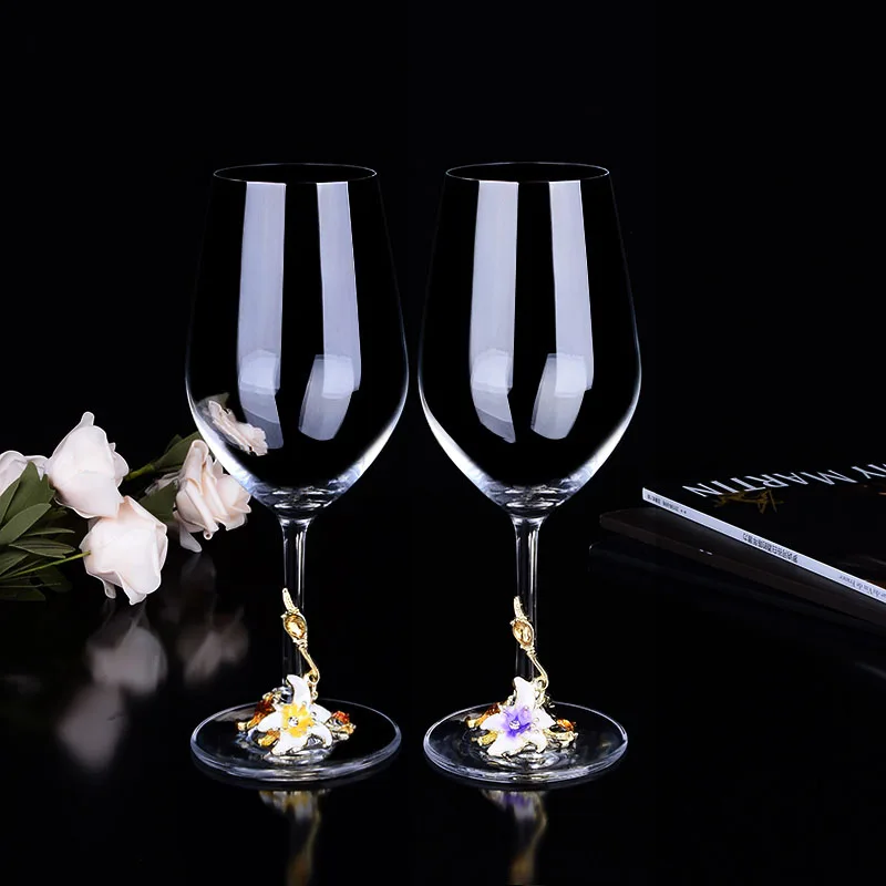 2pcs mixcolor Европа Эмаль Красное вино стеклянная чашка Ретро Кубок Кристалл наборы чашек бокалы для шампанского чашки свадебные бокалы домашняя Питьевая Посуда - Цвет: 2pcs mixcolor