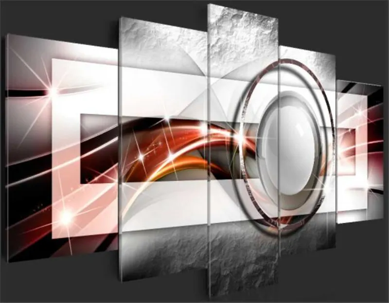 

5 Piece Line Prints Modern Metallic Wall Art Ball Posters and Prints Abstract Canvas Painting Pictures for Living Room Decor