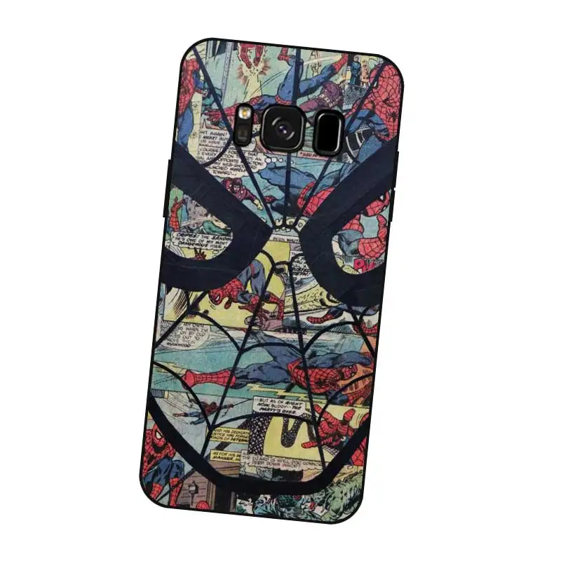 P200 Spiderman Black Silicone Case Cover For Samsung Galaxy S5 S6 S7 S8 S9 S10 5G S10E S11 S11E Lite Edge Plus |