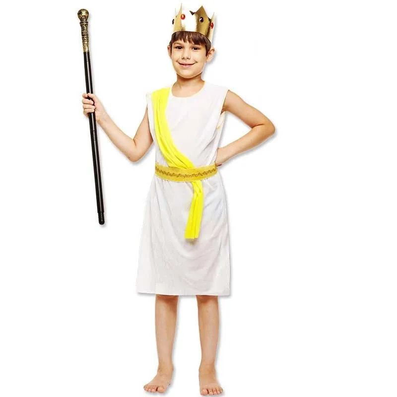 

White Purim Children Boy Arab Greece Rome Egypt Prince Pharaoh Scepter Role Play Cosplay Costume Halloween costume
