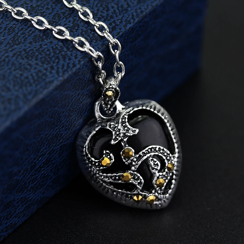 Новое эффектное ожерелье 2 цвета посеребренный марказит синий черный камень