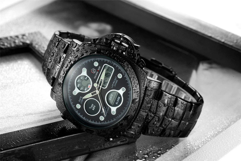 Новые модные роскошные Брендовые мужские спортивные часы все стали двойной