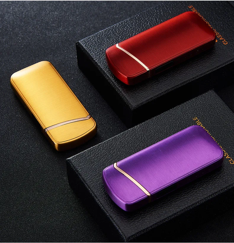 Новая Металлическая электрическая зажигалка с гнездом USB power display перезаряжаемая Зажигалка для сигарет с двойной дугой Плазменные зажигалки высокого качества Gfit
