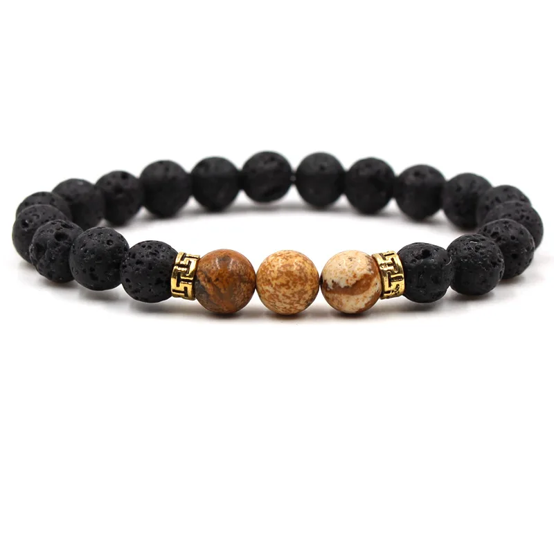 Черный лавовый камень имперские бусины чакры диффузор эфирного масла браслет