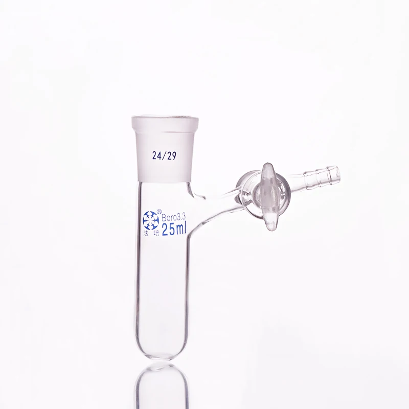 Reaction tube with glass valve and standard gr mouth,Capacity 25ml and joint 24/29,High borosilicate glass