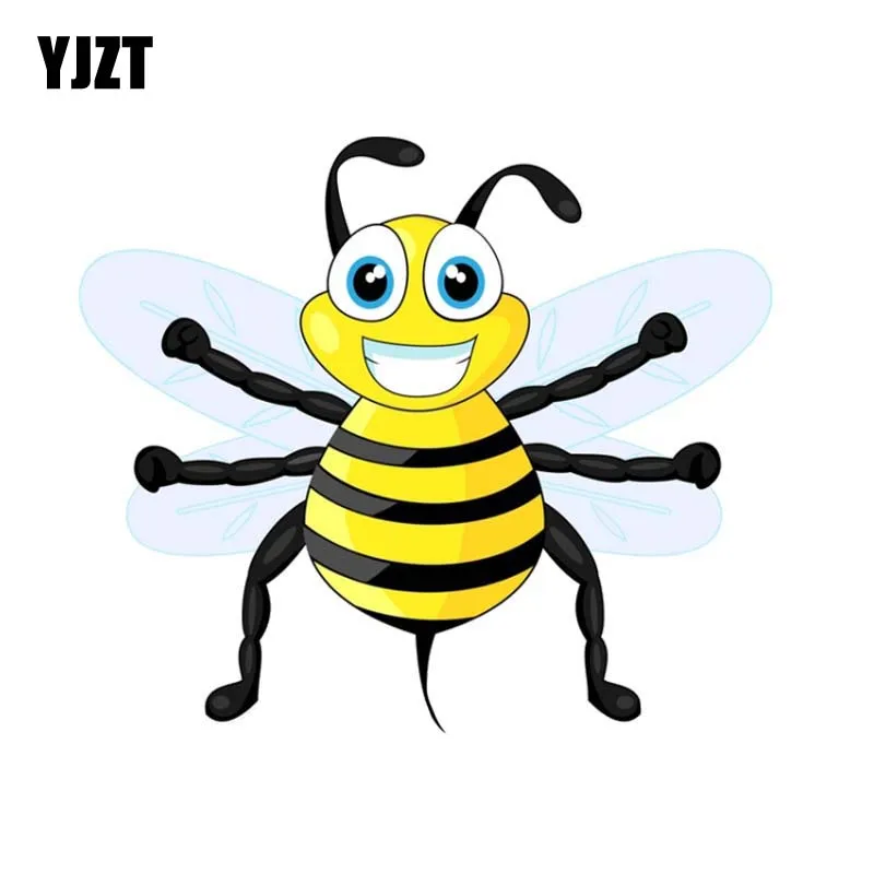 

YJZT 13.1CM*11.3CM A Happy Bee Car Sticker Decal PVC 12-300680
