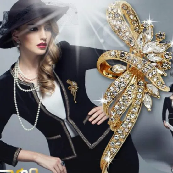 Женская свадебная брошь в виде цветка с кристаллами|large brooches|brooches for womencrystal flower