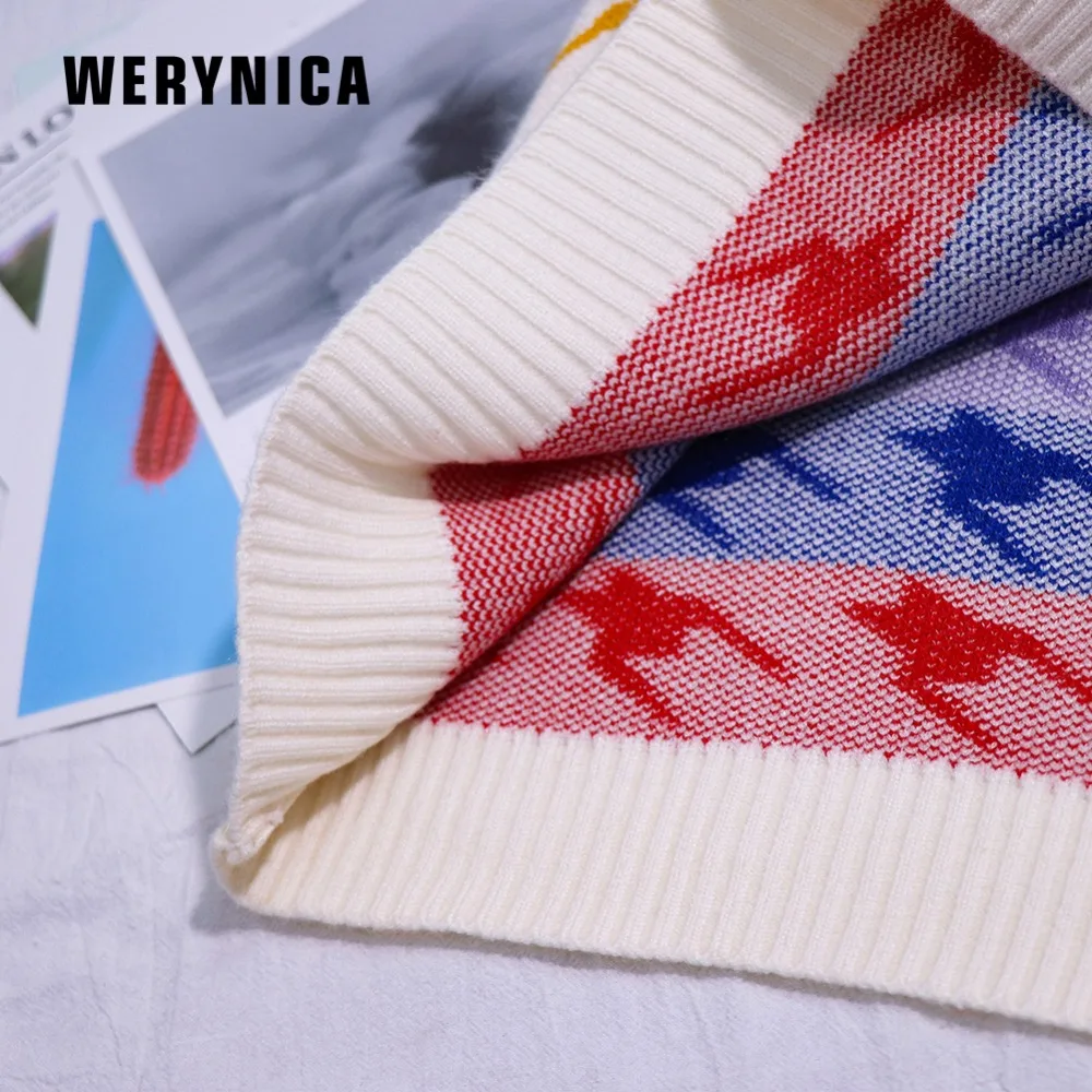 Werynica, новинка, зимние женские свитера с принтом «гусиная лапка», винтажный хит цвета, Свободный пуловер, свитер, Женский Повседневный джемпер для женщин