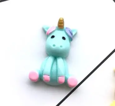 Белый 10 шт./лот flatback смолы Единорог милые кабошоны плоское украшение из смолы мультфильм серьги и броши DIY - Цвет: Белый