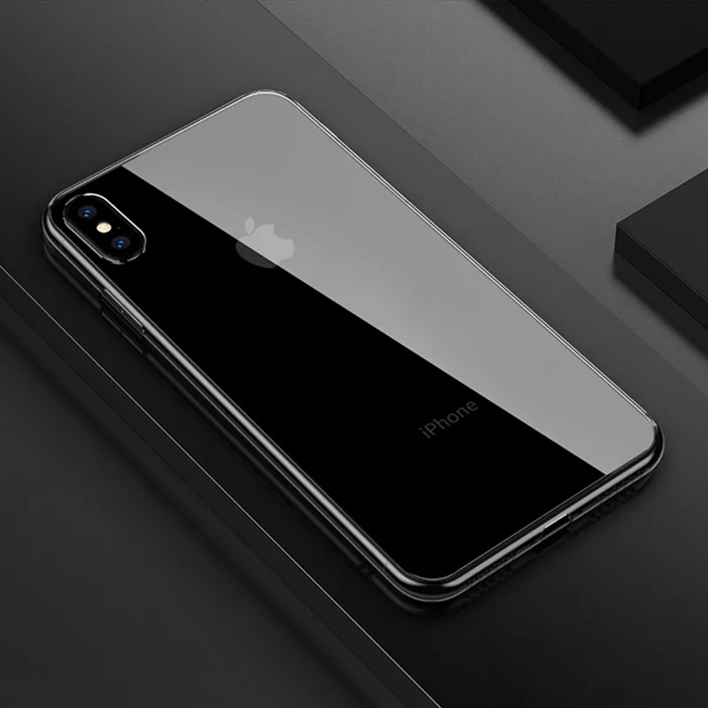 Luxury Glossy Tempered Glass Case For iPhone X Ultra Thin Silicon Transparent Cover 6 7 8 Plus XR XS Max |