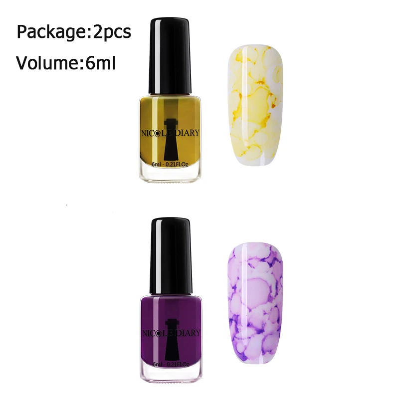set 10 Nicole Diary 15 мл цветок блеск лак для ногтей набор сверкающих акварельных чернил дым мраморный эффект лак Декоративный Лак для ногтей 6 мл комплект - Цвет: set 10