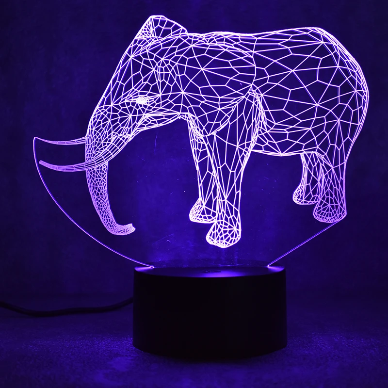 Светодиодный визуальный 3D светильник с USB креативный в виде животных подарок