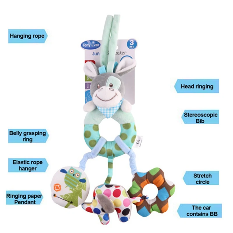 Детское подвесное кольцо с животным принтом погремушка для кроватки подвесная
