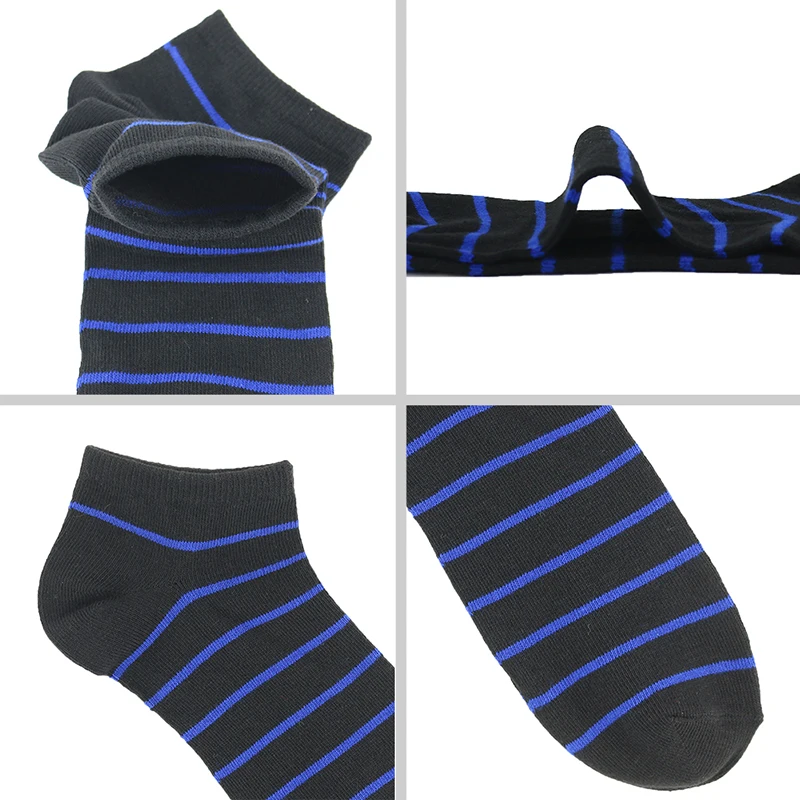 Носки-тапочки мужские короткие компрессионные в полоску черные 6 цветов | Мужская