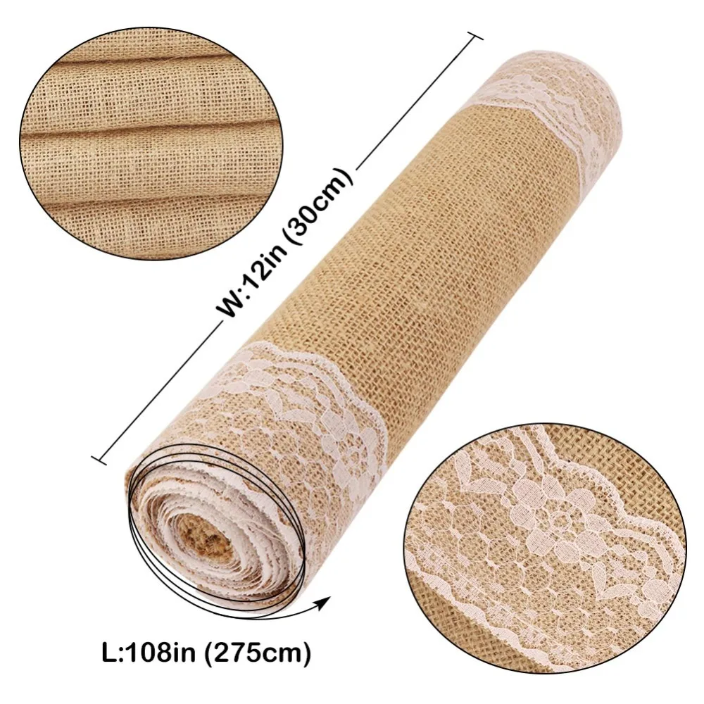 OurWarm 275x30 см из натуральной мешковины настольная дорожка для свадьбы Белое кружево крючком джутовый льняной столовый дорожка s столовая гостиничные принадлежности