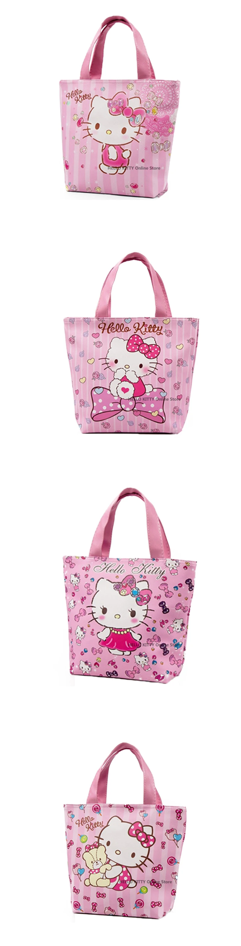Сумка с рисунком hello kitty, плюшевый кошелек ручной работы с героями мультфильмов, милая сумка для покупок для девочек, нейлоновая портативная школьная сумка для путешествий