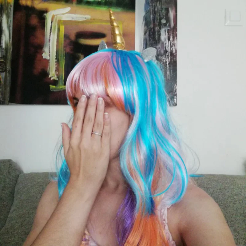 1 шт. Единорог парик Masque Photo Booth Волосы Радуга Unicornio aniversариo вечерние парики волосы