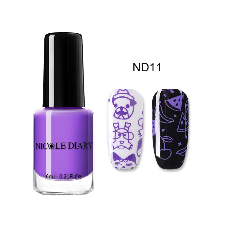 6ml ND11 NICOLE дневник тиснение лак для ногтей лак Черный Золотой Серебряный красочный маникюр Дизайн ногтей пластина печать лак - Цвет: 6ml ND11