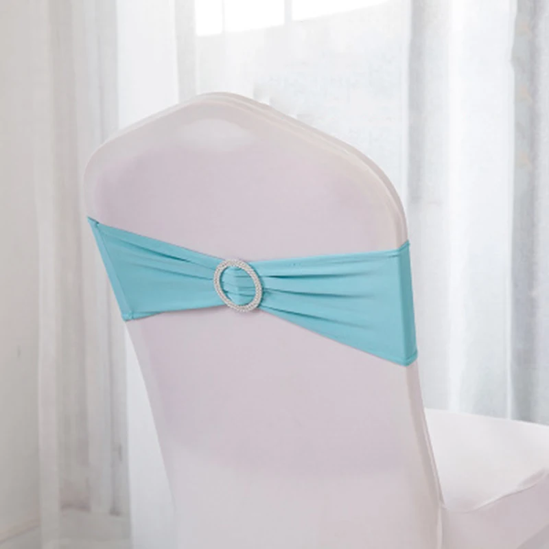 Tiffany Blue Чехлы на стулья для отелей украшения спинки стула вечерние праздничные принадлежности Эластичный Бант Лидер продаж для свадебного банкета Высокое качество 1 шт - Цвет: Tiffany Blue