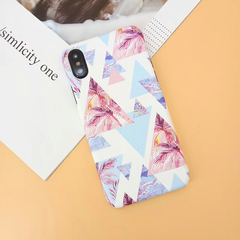 Fashion Geometry Triangle Pattern Mobile Phone Case for iPhone X 1Ultra Thin Matte Hard PC Cover 7 8 6 6S Plus |