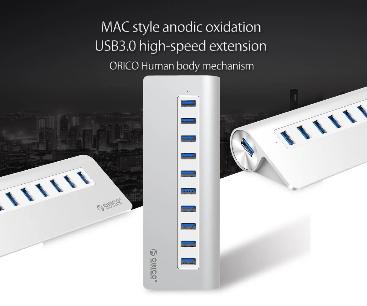 Алюминиевый сплав 10 портов USB3.0 концентратор ABS 5 Гбит/с концентратор OTG USB разветвитель для Apple Macbook Air ноутбук ПК планшет, M3H10-U3