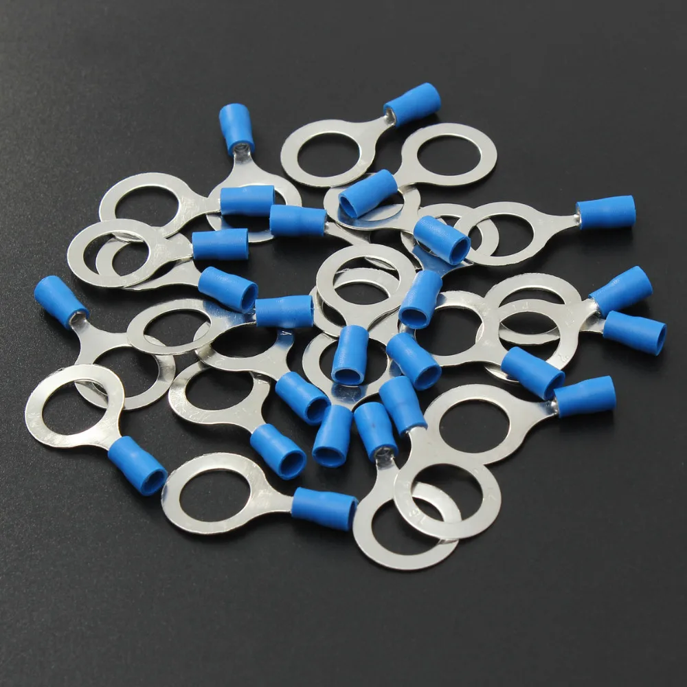 Новое поступление 25 шт. синие резиновые ПВХ клеммы изолированный Кольцевой