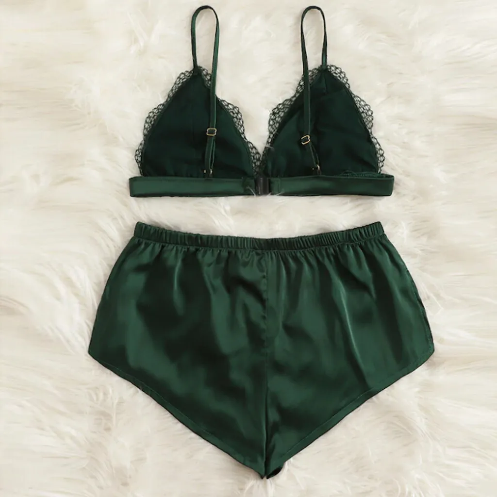 Женский пижамный комплект топ и шорты новинка Женская атласная кружевная пижама