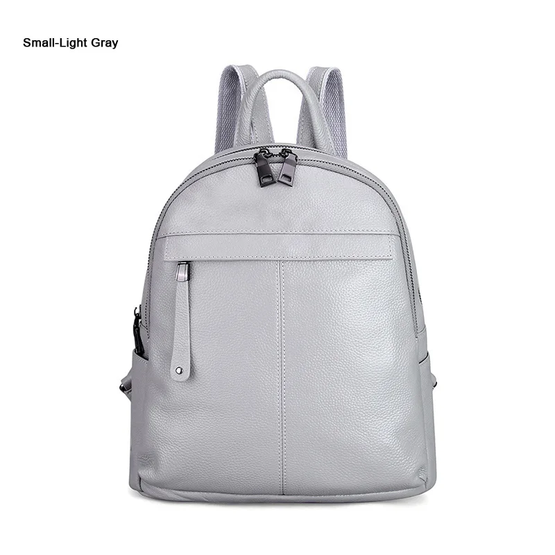 Small-Light Gray ZENCY, 9 цветов, натуральная коровья кожа, женский рюкзак, первый слой, Воловья кожа, белые, серебристые, серые рюкзаки, дорожная школьная сумка для покупок - Цвет: Small-Light Gray
