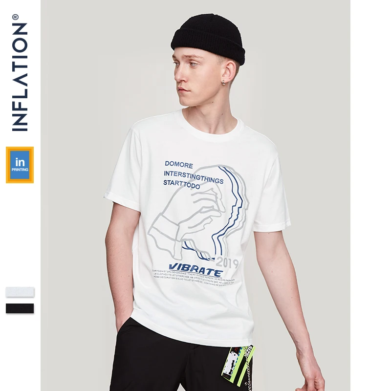 INFLATION Мужская футболка 2019 хлопок летняя Новое поступление с принтом коротким