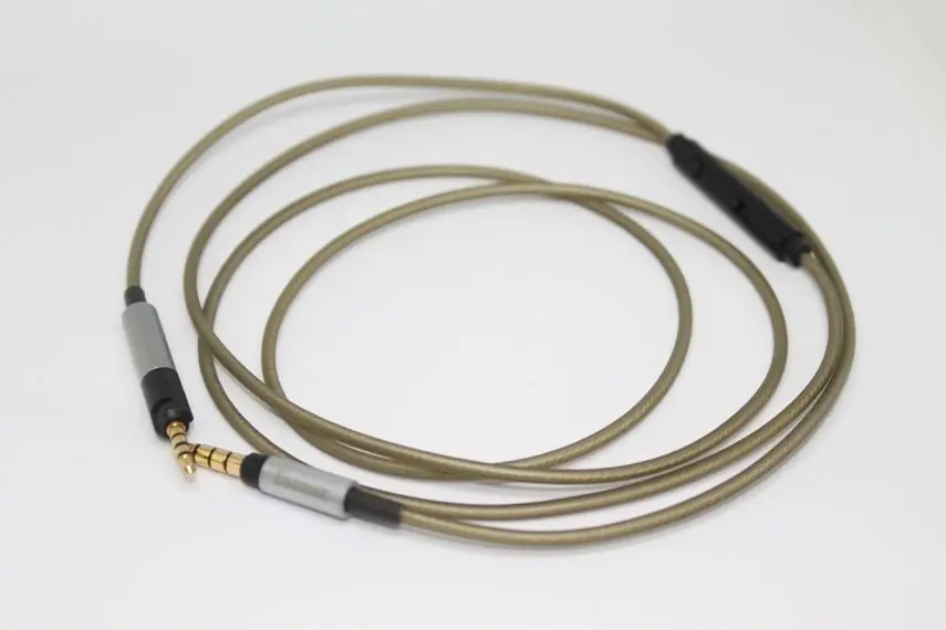 Сменный посеребренный аудиокабель с дистанционным микрофоном для наушников