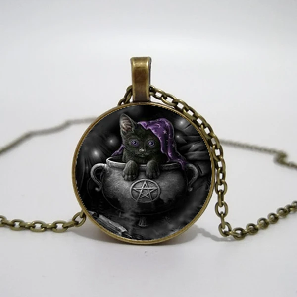 Wicca Cat ожерелье пентаграмма кулон Ювелирные изделия котенок животное ювелирные с